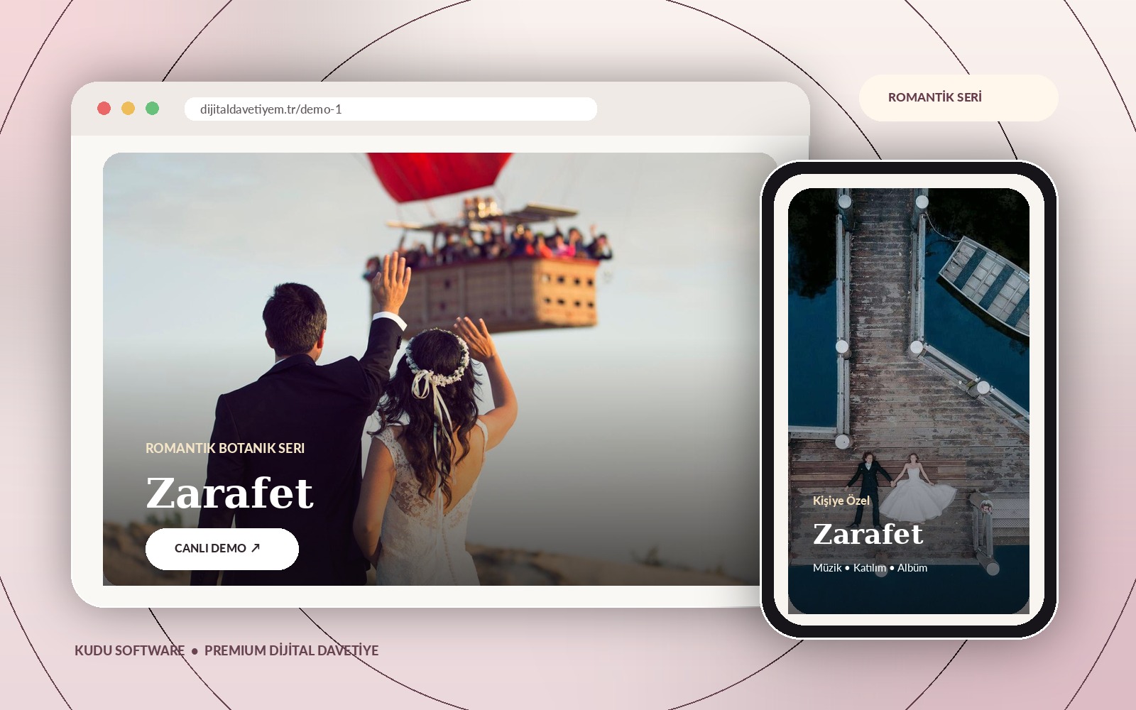 Zarafet premium dijital davetiye canlı demo ön izlemesi