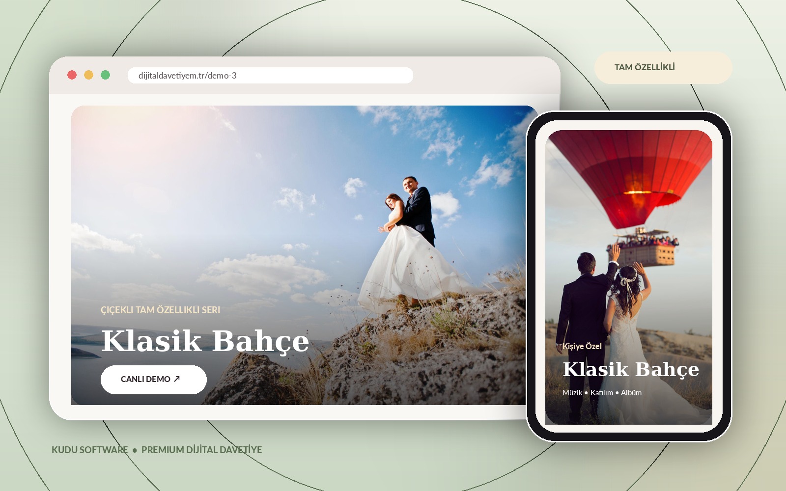 Klasik Bahçe premium dijital davetiye canlı demo ön izlemesi